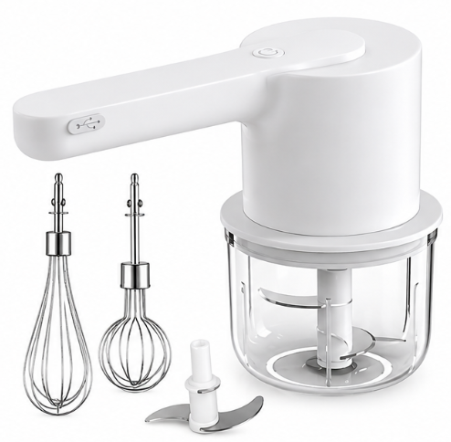 Mini Tocator electric multifunctional 2 in 1 cu teluri interschimbabile 300 ml